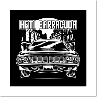 Hemi Cuda (White Print) Posters and Art